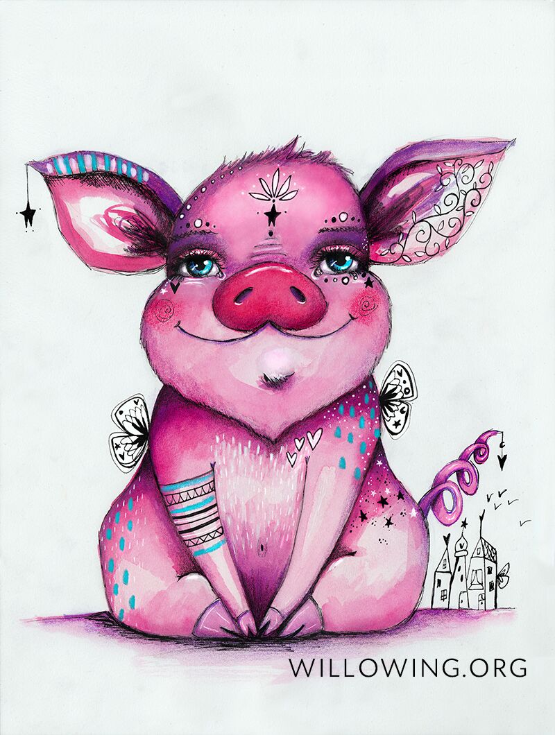 Portrait of Pig - Original Painting