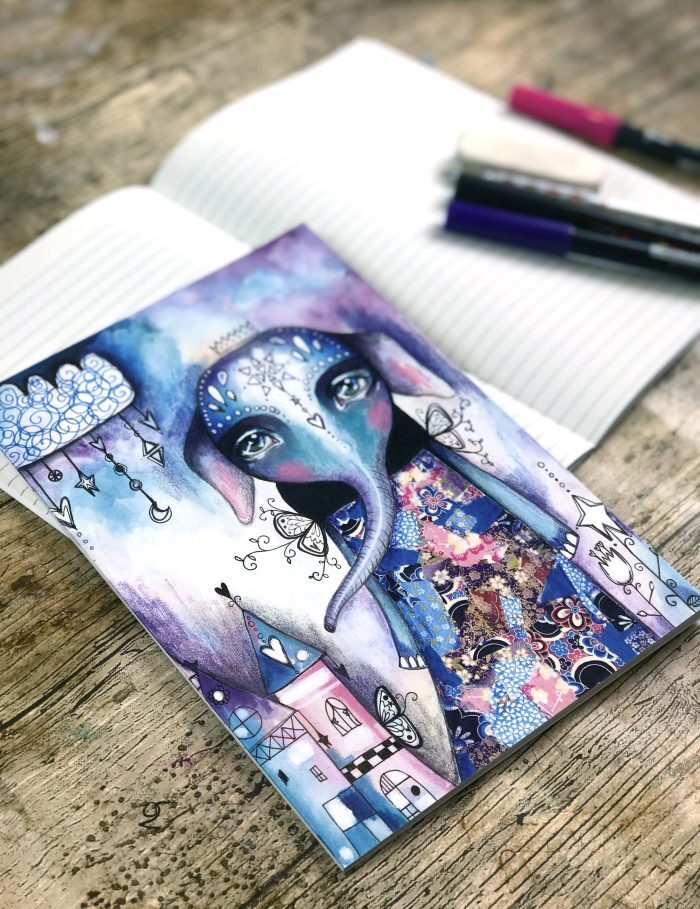 A5 Lined Notebook with Elephant Love Printed Cover
