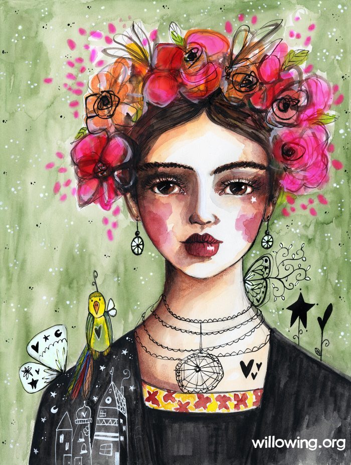 Lady with Flowers - Limited Edition Hand Embellished Giclee Print