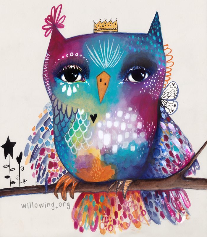 Quirky Bird on Branch - Original Painting