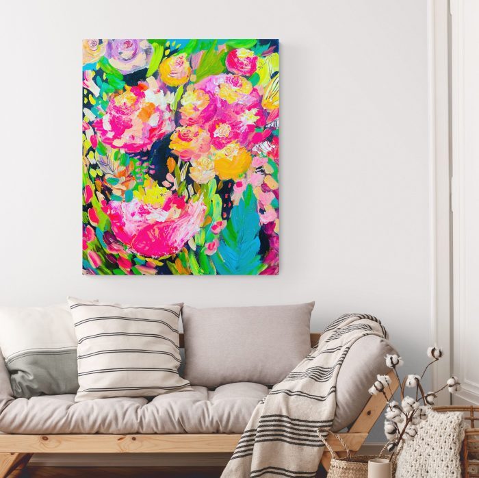 Brightly Blooms - Original Painting on Stretched Canvas - 20 x 16"