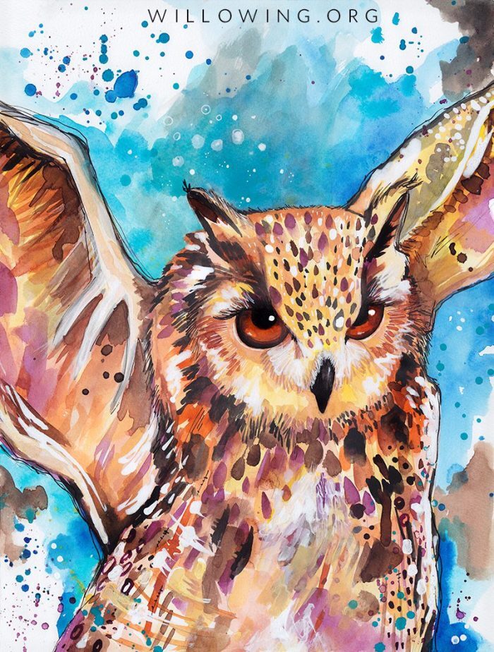 Owl in Flight - Original Painting