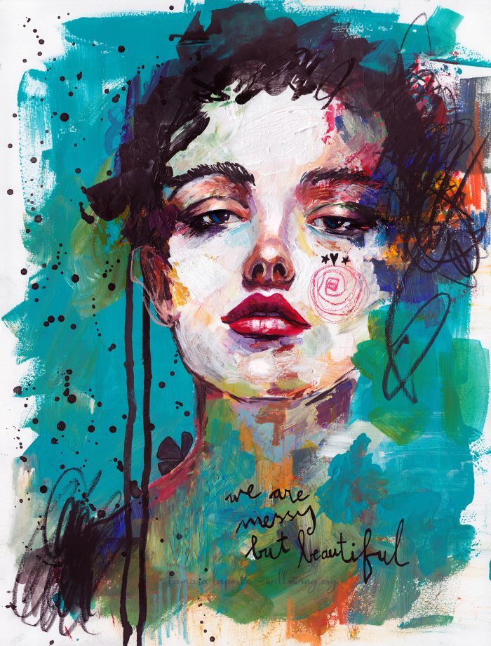 Messy but Beautiful - Limited Edition Hand Embellished Giclee Print
