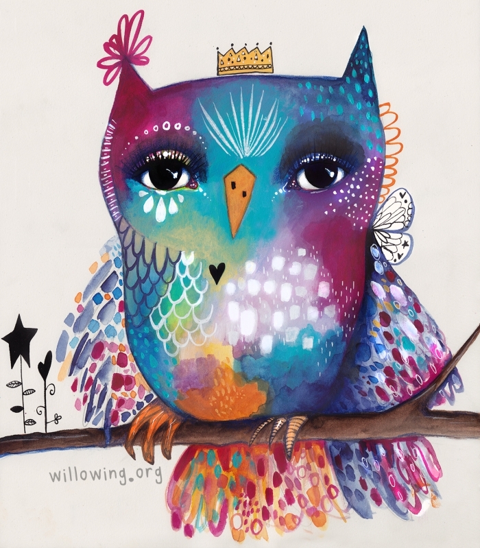 Quirky Bird on Branch - Original Painting