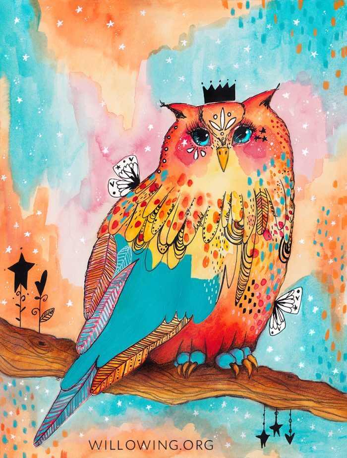 The Owl of Happy V2 - Original Painting