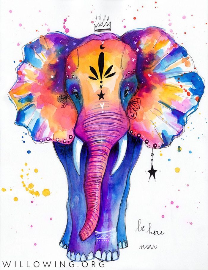 Be Here Now Elephant - Original Painting