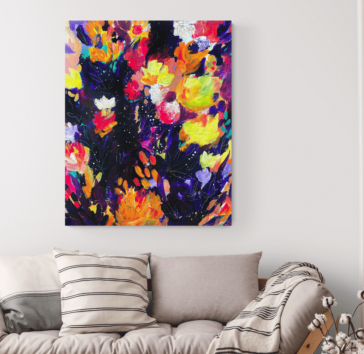 The Night Garden - Original Painting on Stretched Canvas - 20 x 16"