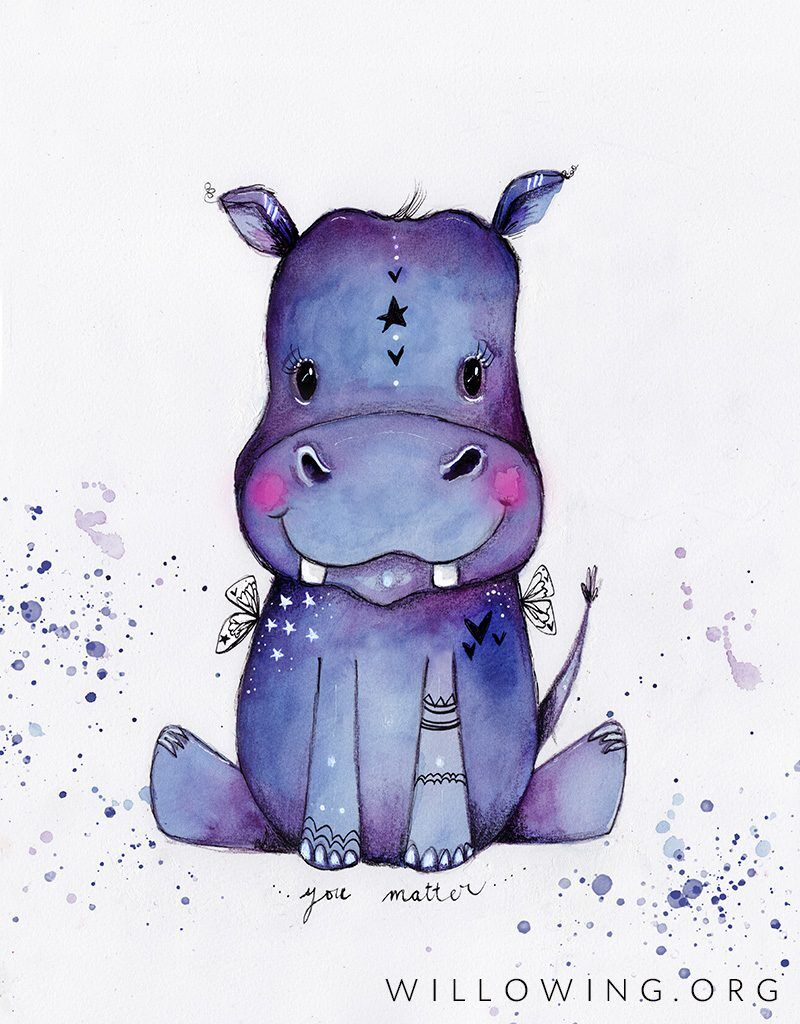 Quirky Hippo - Original Painting